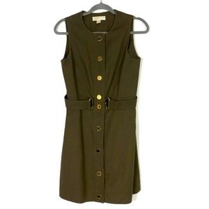 Michael Kors Olive Sleeveless Snap Front Dress 8